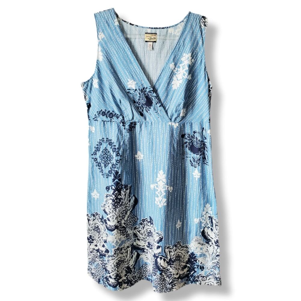 GH Bass Heritage Blue Cotton Sundress 14 Preppy Coastal Casual Beach Summer NEW